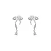 Pendientes de Aro Estilo Ballet con Lazo y Circonita Pendientes Distintivos Dulces Frescos Elegantes de Celebridad de Internet Pendientes de Moda Explosivos 2024