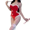 Caja de Regalo Ropa de Navidad Sexy Sexy Lencería con Corte Tira Encaje Espalda Descubierta Traje para Cita Navideña Qqny