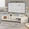 Soporte Elevador para Monitor de Computadora de Esquina, Bandeja para Teclado, Trípode de Escritorio, Almacenamiento Multinivel