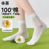 Meias 100% Algodão para Mulheres, Malha Respirável para Primavera e Verão, Meias de Cano Médio de Algodão Puro, Antibacterianas e Desodorantes, Adequadas para Combinar com Sapatos Birkenstock