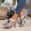 Sandálias Amazon Wish2026 Tamanho Grande com Decoração de Fivela de Metal, Saltos Finos, Solas Leves, Design de Bico Aberto, Sapatos de Salto Alto da Moda Que Não Cansam os Pés
