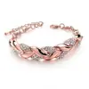 Pulsera ajustable de explosiones con hojas doradas y diamantes completos. Venta al por mayor de joyas europeas y americanas