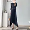 Vestido de pliegues irregulares Miyake Diseño con sentido para mujer Nicho Falda plisada francesa negra Ropa de mujer de alta gama Nanyou
