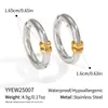 Pendientes de aro simples y versátiles con bloqueo de color transfronterizo, clips para orejas de acero inoxidable con baño de vacío de oro de 18 quilates, pendientes de alta gama al por mayor