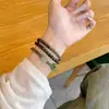 Pulsera Natural Qinan Aquilaya y Pulsera Hotan Cuentas de Jade Qingshui Fugui Show Cuentas de Buda Blanco y Cuentas de Rosario Apiladas en Círculos para Mujeres