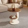 Mesa de centro de estilo vintage de lujo ligero en color nogal para sala de estar, uso doméstico, mesa de té de forma ovalada, mesa de centro pequeña de combinación moderna simple, modelo nuevo