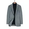 Abrigo de Lana de Corte Ajustado a Media Longitud para Hombre, Gabardina Gruesa de Lana, Traje de Lana para Hombre con Cuello de Solapa, Admite Personalización