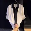 Ropa de Hombre de Lujo Ligero, Marca de Moda Tallas Grandes, Camisa Elegante y de Moda de Gama Alta para Hombre con Bloques de Color y Bordado de Letras