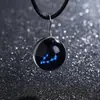 Gema del Tiempo Luminosa Collar 12 Constelaciones para Mujer Estilo Coreano Simple Estudiante Estilo Mori Fresco Cadena Clavícula Colgante de Vidrio