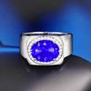 Calemei negocio dominante diamante de color zafiro abierto anillo de hombre anillo de dedo suelto para hombre circonita incrustada joyería de mano