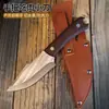 Faca de Comer Carne Mongol Forjada, Faca de Exterior, Faca de Frutas para Camping, Faca Ultra Afiada para Cortar Carne, Faca com Cabo de Madeira Colorido