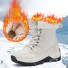 Botas de neve de inverno transfronteiriças plus size com forro de fleece, botas de algodão quentes e aconchegantes para casais, sapatos de algodão à prova d'água e antiderrapantes para atividades ao ar livre, atacado