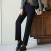 Pantalones de traje Sudu de invierno nuevos con flocado, puño negro partido, ajustados, forro polar, tubo de humo, para ir al trabajo OL, rectos pequeños
