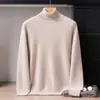 Suéter de cachemir 100% puro de cuello alto para hombre, camiseta básica de punto para otoño e invierno, jersey de manga larga, suéter de lana holgado y cálido