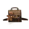 Bolso con asa de oso simple y exquisito 2026 nuevo estampado de leopardo estilo escolar mochila pequeña nicho elegante bolso de doble hombro para mujer