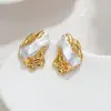Pendientes Irregulares Plisados de Estilo Dulce-Cool Transfronterizo Europeo y Americano con Sensación Elegante y de Alta Gama, Pendientes de Acero de Titanio con Textura Contrastante