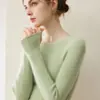 Suéter 100% caxemira pura para mulheres, design sem costura, coleção outono/inverno 2026, canelado, gola redonda baixa, corte justo, suéter de base, suéter de malha