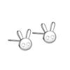 Pendientes de conejo huecos lisos de plata S999, moda japonesa y coreana, temperamento chapado en oro, ligeros, de lujo, para mujer, pequeños pendientes