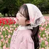 Diadema Blanca de Encaje para Niñas, Nuevo Modelo 2026, Estilo de Alta Gama, Pañuelo Triangular Estilo Pastoral para el Cabello
