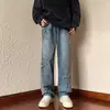 Calça Jeans de Inverno Moda Simples Tendência com Zíper Transfronteiriço Cintura Alta Longa Jeans Masculino Jovem