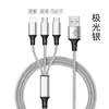 Cable de Datos Tres en Uno Chapado en Oro para Comercio Exterior Transfronterizo Adecuado para Teléfonos Móviles Huawei 3A Tipo-C Carga Rápida Cable de Carga Uno a Tres