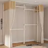 Perchero de pie para balcón, barra telescópica sin taladro para colgar ropa, armario para el hogar