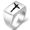 Anillo Europeo y Americano Transfronterizo Grabado Láser Cruz 18mm Acero Inoxidable 304 Moda Simple Retro Superventas Al Por Mayor