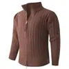 Ropa de punto gruesa con cuello alto, nueva para Otoño e Invierno 2025, tejido de punto para hombre, estilo coreano, chaqueta de punto tipo cárdigan moderna