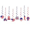 Banderas de Decoración para Fiesta del Día de la Independencia Americana Transfronterizas Colgantes Espirales Banderines de Decoración para Fiesta Festiva de EE. UU. Espirales