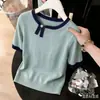 Suéter de Tricô Assimétrico de Design Lurex Color Block Outono/Inverno 2026 Nicho Feminino