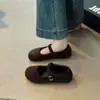 Sapatos Mary Jane Estilo Retro Fofos e Confortáveis Femininos 2026 Outono/Inverno Novo Estilo Calçados de Exterior Mocassins de Corte Baixo com Fivela Única