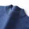 Suéter de cachemira para hombre con cuello semi-alto, top de punto básico de manga larga casual de negocios, nuevo top de otoño e invierno