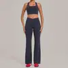 Conjunto de Yoga Respirável Elástico Transfronteiriço Conjunto de Duas Peças Colete Fitness de Secagem Rápida Calça Flare de Corrida 5293+9089