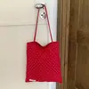 Bolsa Tote de Lona com Bolinhas Dupla Face Estilo Coreano Moderno, Bolsa de Ombro de Grande Capacidade para Trabalho e Deslocamento, Bolsa de Mão Simples e Fashion