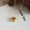 Colar com Pingente de Zircônia Cor de Chá Pequeno Exquisito Versátil Moda Retro de Luxo Leve Europeu e Americano Corrente Simples de Alta Qualidade para Clavícula