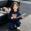 Conjunto de Niña para Principios de Otoño Dibujos Animados Lazo Estilo Nuevo Manga Larga Cuello Redondo Temporada de Primavera y Otoño Venta Caliente Elegante Moderno Dos Piezas Comercio Exterior