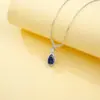 Plata S925 Zafiro Cultivado Collar de Lujo Ligero Colgante Gota de Agua Cadena de Clavícula de Lujo Ligero Diseño de Nicho Joyería de Plata Venta al por Mayor