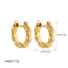 Brincos de Cobre Dourado com Textura de Bambu 2024 Moda Francesa Simples Elegantes Personalizados Versáteis Luxo Leve Nicho Vintage