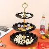 Plato de Frutas Creativo Estilo Europeo de Tres Niveles Soporte para Postres Bandeja de Dulces para Bodas y Fiestas Bandeja de Plástico para Frutas Secas para el Hogar Lujo Ligero Retro