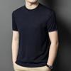 Camiseta de punto de seda de alta gama 100% seda de morera para hombre, manga corta, cuello redondo, suéter fino de manga corta de verano