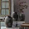 Jarrón de Cerámica Gruesa Hecho a Mano Jingdezhen Cerámica de Arcilla Antigua Imitación Estilo Retro Sala de Té Zen De Pie Olla Antigua de Cerámica