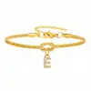 Joyería Transfronteriza Europea y Americana Colgante de 26 Letras Incrustado de Diamantes Acero Inoxidable Nudo Concentrico Pulsera Redonda de Hueso de Serpiente Joyería de Mano para Mujer