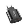 Adequado para Celulares Android e Apple Porta Dupla PD + Porta Única USB 2A Europeu e Americano Branco Preto 5V2A Carregador de Viagem