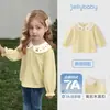Camiseta de Manga Larga Jellybaby para Niñas Otoño Ropa Infantil Muñeca Cuello Francés Dulce Top Infantil Niña Ropa de Otoño