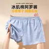 Nuevos calzoncillos a cuadros azules y negros para hombre 2026 con aberturas laterales, boxers modernos estilo cielo estrellado, pantalones cortos transpirables de moda de verano