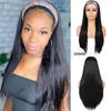 Peruca de headband feminina europeia e americana transfronteiriça peruca headband peruca Black Ice Silk Hair Cinto Cabelo Longo Liso Peruca Headgear