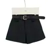 Novedad 2025 Pantalones Cortos de Lana para Mujer, Shorts de Traje Adelgazantes de Cintura Alta para Otoño e Invierno, Pantalones Casuales de Pierna Ancha, Shorts tipo Bota con Cinturón