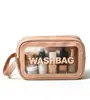 Bolsa de tocador y maquillaje rosa Toiletry Bag Bolsa de almacenamiento de viaje Asa portátil Almacenamiento de gran capacidad PVC Juego de tres piezas grande, mediano y pequeño
