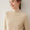 Suéter Base Camada Sete Pontos Malha de Fio Duplo Cashmere Macio de Cem Cores Gola Alta Borda Enrolada Básico Versátil Top Emagrecedor