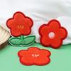 Fábrica de Bordados de Dongguan Parche de Tela Bordado de Terciopelo Cristal Autoadhesivo Accesorios de Flor Roja Pequeña Parche Bordado Parche Parche de Tela
